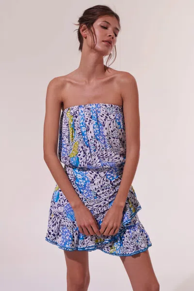 Poupette St Barth Bandeau Dress Ambra Blue Ailes In Multi