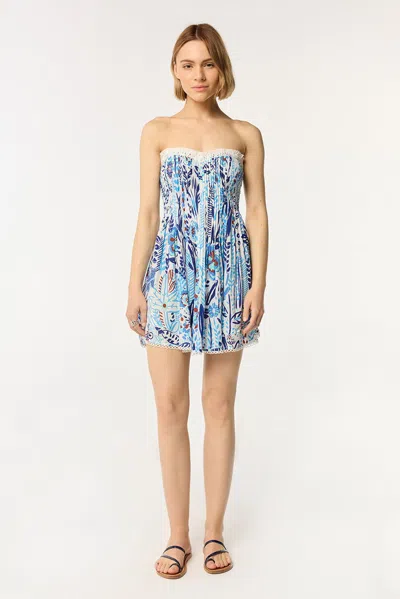 Poupette St Barth Bandeau Dress Claire In Blue