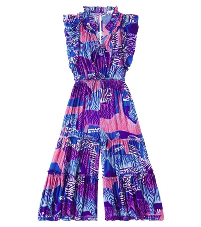 Poupette St Barth Kids' Belene Ruffled Jumpsuit In Blue