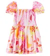 Poupette St Barth Bertha Shirred Cotton Dress In Pink