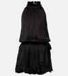 Poupette St Barth Bianca Halterneck Satin Minidress In Black