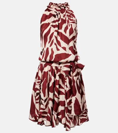 Poupette St Barth Bianca Printed Halterneck Satin Minidress In Multi