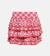 Poupette St Barth Bibi Printed Tiered Miniskirt In Pink Mozaic