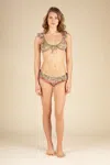 Poupette St Barth Bikini Top Kate Ruffled In Brown