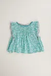 Poupette St Barth Blouse Amber V Kids Aqua Je T'aime Viscose In Blue