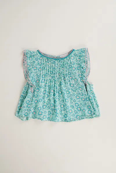 Poupette St Barth Blouse Amber V Kids Aqua Je T'aime Viscose In Blue