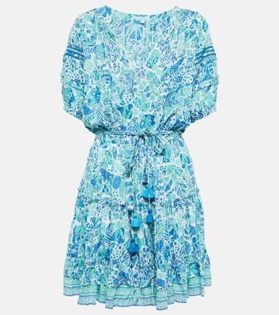 Poupette St Barth Bona Printed Minidress In Aqua Chagal