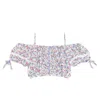 Poupette St Barth Bonny Floral Pleated Crop Top In Blue