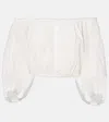 Poupette St Barth Bova Off-shoulder Cotton Crop Top In White