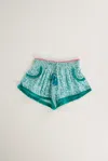 Poupette St Barth Boxer Lulu V Kids Aqua Je T'aime Viscose In Green