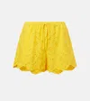 Poupette St Barth Broderie Anglaise Cotton Shorts In Yellow