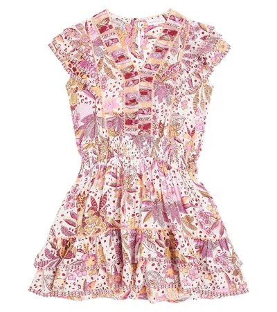 Poupette St Barth Kids' Camila Printed Ruffled Dress In Pink