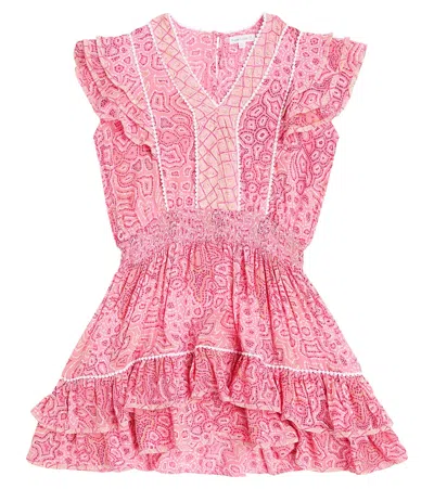 Poupette St Barth Kids' Camila Printed Ruffled Dress In Pink