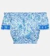 Poupette St Barth Camila Printed Top In Royal Pensee