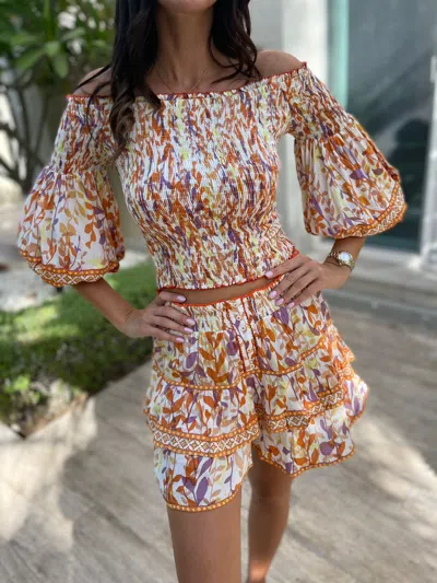 Poupette St Barth Camila Skirt Orange Esterel Viscose