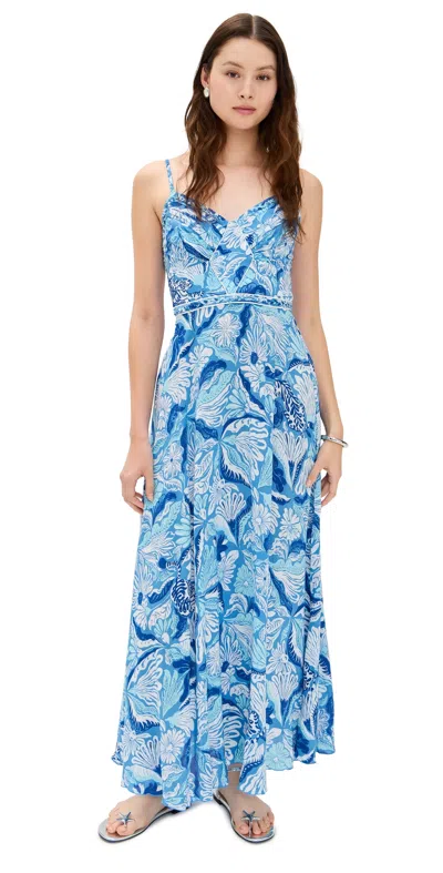 Poupette St Barth Cara Long Dress Blue Tiger Lily