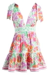 Poupette St Barth Cara Printed Cotton Minidress In Pink Artistic Flower