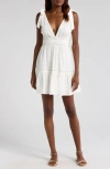 Poupette St Barth Cara Broderie Anglaise Cotton Minidress In Natural White Plain