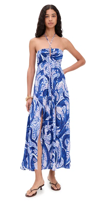 Poupette St Barth Carla Long Dress Blue Holy Snake