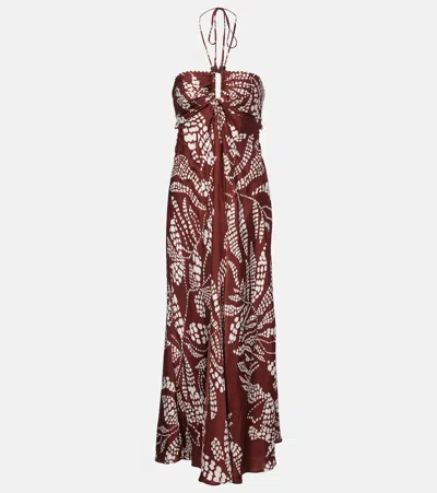 Poupette St Barth Carla Printed Maxi Dress In Brown