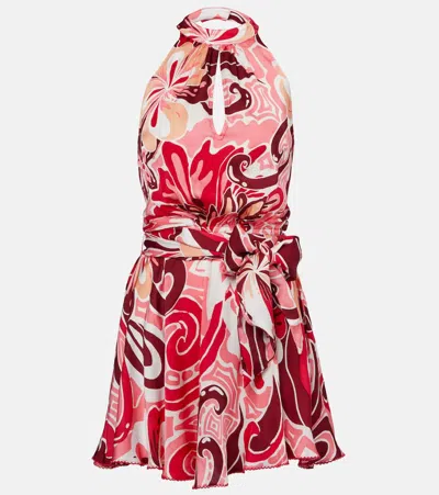 Poupette St Barth Cassandra Open-back Satin Minidress In Red
