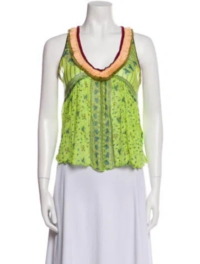 Pre-owned Poupette St Barth Casual Sleeveless Blouse In Green