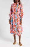 Poupette St Barth Cathy Printed Cotton Shirt Dress In Red Geo Afro