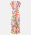 Poupette St Barth Cecile Floral Print Cover-up Midi Dress In Pink