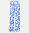 Poupette St Barth Cecile Printed Wide-leg Pants In Blue