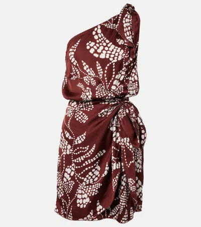 Poupette St Barth Celie Printed One-shoulder Minidress In Multi