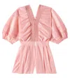 Poupette St Barth Chantal Embroidered Cotton Romper In Pink