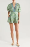 Poupette St Barth Chantal Puff Sleeve Cover-up Jumpsuit