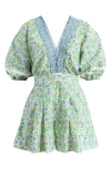 Poupette St Barth Chantal Puff Sleeve Cover-up Jumpsuit In Blue Honolulu