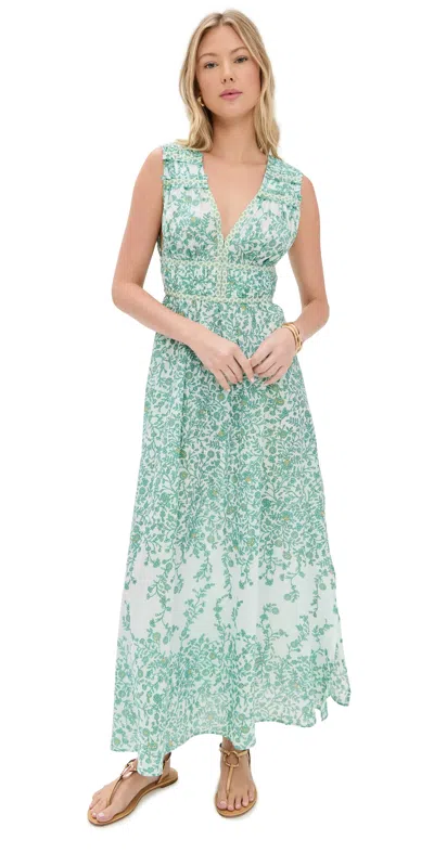 Poupette St Barth Chiara Long Dress Green Lazuli