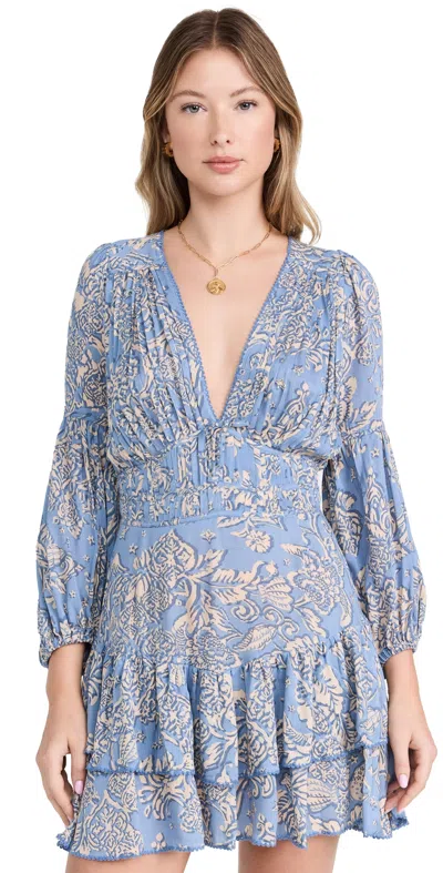 Poupette St Barth Chiara V Mini Dress Blue Foulard