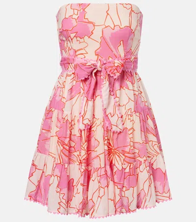 Poupette St Barth Christine Printed Cotton Minidress In Pink