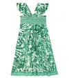 Poupette St Barth Cindy Floral Cotton Dress In Mint Tropical