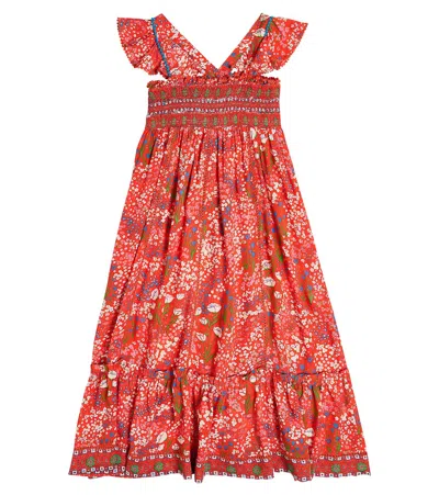 Poupette St Barth Kids' Cindy Floral Dress In Red Tulipe