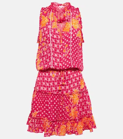 Poupette St Barth Clara Floral Minidress In Fuschia Edelweiss