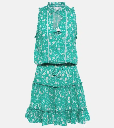 Poupette St Barth Clara Floral Minidress In Green Poppy