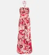 Poupette St Barth Claudia Floral Cutout Satin Jumpsuit In Pink