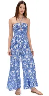Poupette St Barth Claudia Long Jumpsuit Blue Himba In Blue Himba