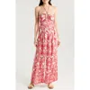 Poupette St Barth Claudia Wide Leg Halter Cover-up Jumpsuit In Pink Himba