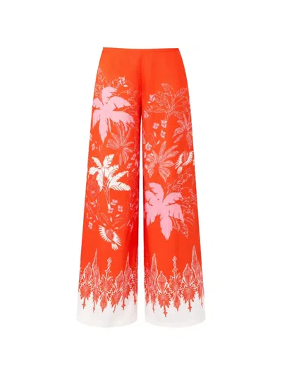 Poupette St Barth Clea Palm-tree Print Clea Trousers In Multi