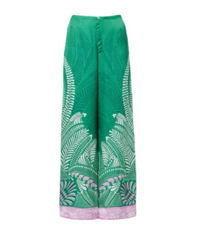Poupette St Barth Clea Printed High-rise Wide-leg Pants In Green