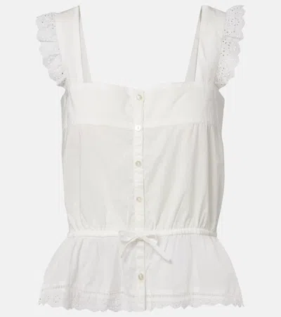 Poupette St Barth Clive Cotton Poplin Top In White