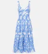 Poupette St Barth Coco Printed Cotton Midi Dress In Blue