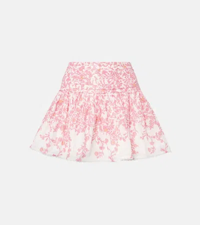 Poupette St Barth Colleen Floral Cotton-blend Miniskirt In Pink
