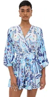 Poupette St Barth Colleen Mini Dress Blue Plum Bird Small In Blue Plum Bird Small