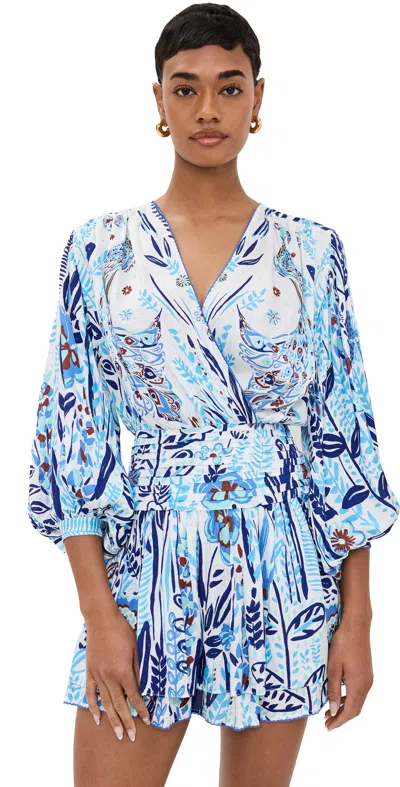 Poupette St Barth Colleen Mini Dress Blue Plum Bird Small